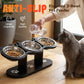 🐶🐱 Mangiatoia Rialzata Antiscivolo per Animali con 3 Ciotole in Acciaio Inox – Base in Legno 43x15,7x7,5cm, Ergonomica, 3 Colori – Per Cibo, Acqua & Snack ✨🐾
