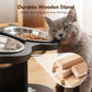 🐶🐱 Mangiatoia Rialzata Antiscivolo per Animali con 3 Ciotole in Acciaio Inox – Base in Legno 43x15,7x7,5cm, Ergonomica, 3 Colori – Per Cibo, Acqua & Snack ✨🐾