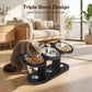 🐶🐱 Mangiatoia Rialzata Antiscivolo per Animali con 3 Ciotole in Acciaio Inox – Base in Legno 43x15,7x7,5cm, Ergonomica, 3 Colori – Per Cibo, Acqua & Snack ✨🐾