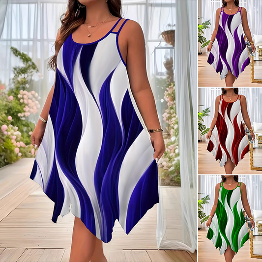 Abito midi da donna senza maniche con doppie spalline