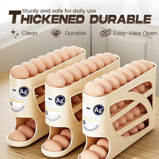 🥚Portauova per Frigorifero a Gravità Automatica – Capienza ~30 Uova, PP Alimentare, 32x18x7cm, Sistema FIFO, Profilo Sottile – 4 Colori, 3 Versioni 🏠💫