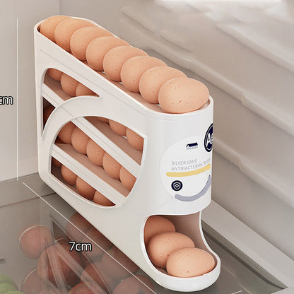 🥚Portauova per Frigorifero a Gravità Automatica – Capienza ~30 Uova, PP Alimentare, 32x18x7cm, Sistema FIFO, Profilo Sottile – 4 Colori, 3 Versioni 🏠💫