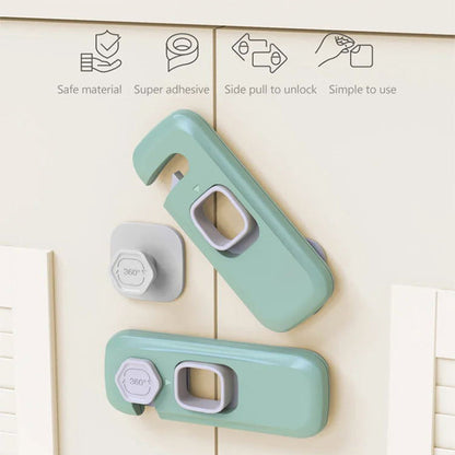 🔒Set 2 Blocchi di Sicurezza per Frigo e Mobili 👶 | Adesivi, Compatti e Facili da Installare | Per Frigorifero, Armadi e Cassetti