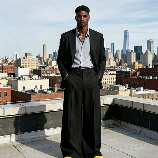 👖 SCONTO DEL 50% ORA! 🎩 Pantaloni da uomo minimalisti a gamba larga – Cuciture strutturate e tessuto di alta qualità – Silhouette audace e stile versatile 🚶‍♂️
