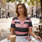 👚 Top Mezza Manica con Volant | 📋 Maglietta a Righe in Stile Bicolore, ✨ Effetto Due Pezzi, 👙 Scollatura Henley, 🌸 Primavera-Estate 2026, 🎁 Ideale per Shopping Online