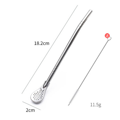 🧉 Cucchiaio-Cannuccia 2 in 1 in Acciaio Inox 304 – Testa Filtrante | Smontabile | Riutilizzabile & Ecologico | Ideale per Tè, Mate & Succhi 🌿✨