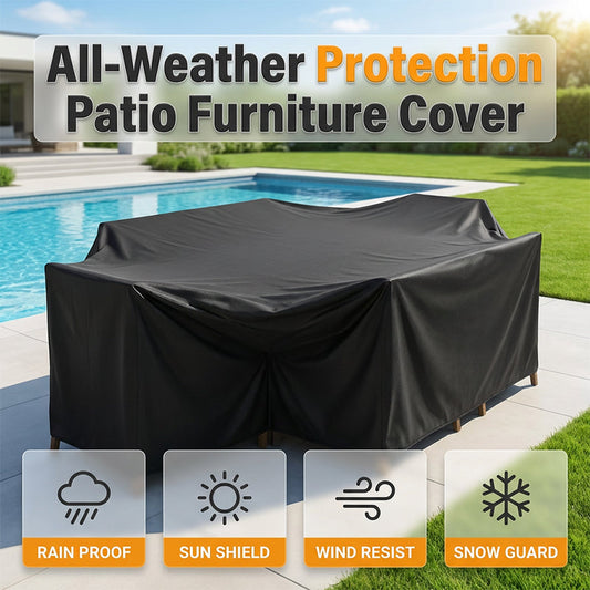 🛡️ Telo Coprimobili da Esterno Impermeabile ☀️ | Tessuto Oxford 210D Anti-UV e Antivento con Chiusura Regolabile 🌧️ | Per Tavoli e Sedie da Giardino, 6 Misure 🏡