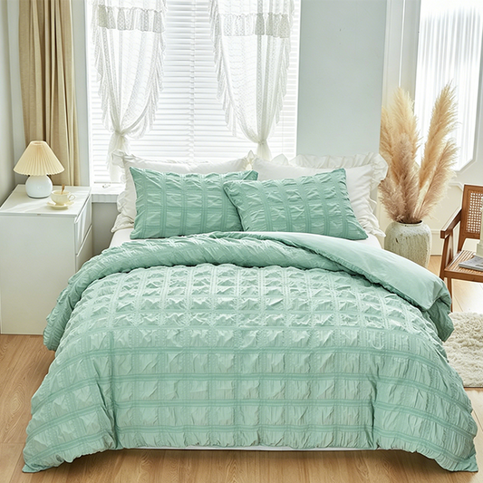 📢📢Ultimo giorno – 50% di sconto!! ⏰Set di biancheria da letto minimalista – Tessuto seersucker testurizzato ☁️ Comodo e leggero