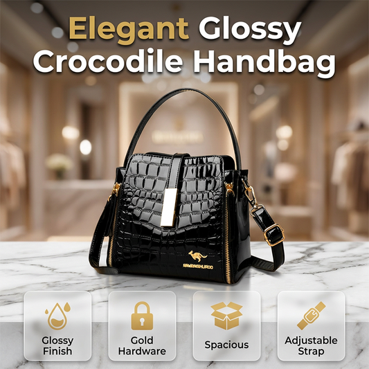 👜 SCONTO DEL 50% PER UN PERIODO LIMITATO! ✨ Borsa da donna con stampa coccodrillo lucida – Strutturata, dettagli dorati, spaziosa ed elegante 💼
