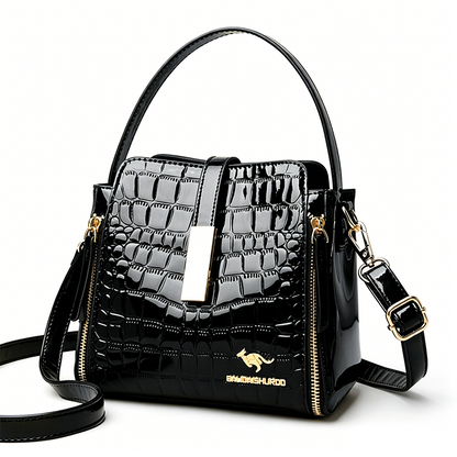 👜 SCONTO DEL 50% PER UN PERIODO LIMITATO! ✨ Borsa da donna con stampa coccodrillo lucida – Strutturata, dettagli dorati, spaziosa ed elegante 💼