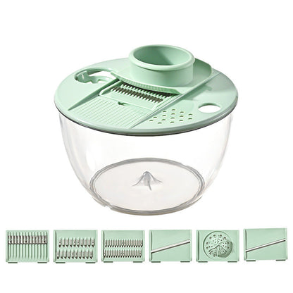 🥗 Centrifuga per Insalata 9 in 1 – Lava, Affetta, Grattugia & Asciuga | 5 L | 6 Lame Intercambiabili | Salvaspazio | Cucina Sana e Veloce 🥒✨