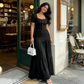 🌞 Eleganza Senza Sforzo! | 👗 Top Scollo Quadrato Flattering + Gonna Maxi Leggera, 🍃 Traspirante Tutto il Giorno, 👡 Perfetto per Passeggiate e Cene Estive, 💫 Stile Femminile e Comfort Assoluto