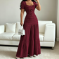 🌞 Eleganza Senza Sforzo! | 👗 Top Scollo Quadrato Flattering + Gonna Maxi Leggera, 🍃 Traspirante Tutto il Giorno, 👡 Perfetto per Passeggiate e Cene Estive, 💫 Stile Femminile e Comfort Assoluto