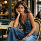 👖 OFFERTA LIMITATA 55% DI SCONTO! 💥 Tuta di Jeans da Donna – Chiusura con Bottoni, Gamba Larga✨