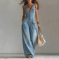 👖 OFFERTA LIMITATA 55% DI SCONTO! 💥 Tuta di Jeans da Donna – Chiusura con Bottoni, Gamba Larga✨