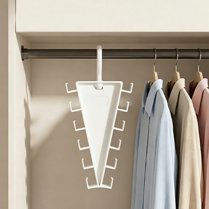 🧺 Appendiabiti Triangolare a Forma di V | Ganci su Entrambi i Lati e Rotazione a 360° 🔄 | Salvaspazio Perfetto per Piccoli Armadi 👗 | Plastica ABS Resistente 📐