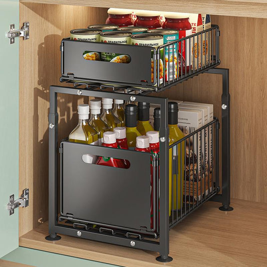🥫🏠 50% di SCONTO! Dalla cucina al bagno: questo scaffale in acciaio a doppio strato avvicina il tuo disordine e le bottiglie pesanti non cadranno mai più. Senza montaggio, pronto in 1 minuto! 🛠️✨