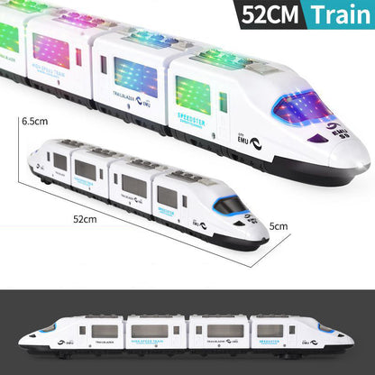 🚄 ORA SCONTATO DEL 50%! 🎵 Trenino elettrico ad alta velocità – Si illumina, urta e parte con la musica – Luci e suoni interattivi – Navigazione intelligente tra gli ostacoli ✨