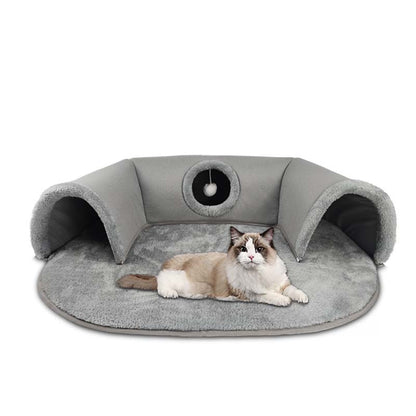 Cuccia a tunnel 2 in 1 in peluche per gatti