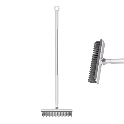 🧹Spazzola 2 in 1 per Fughe & Angoli con Tergipavimento – Manico Lungo in Acciaio Inox 106cm, Testa Snodabile 120°, Setole Rigide + Gomma Raschiante, 2 Colori – Per Piastrelle, Bagni & Pavimenti 🏠💧