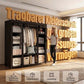 🧥 Armadio Guardaroba Aperto con Ripiani ✨ - Doppi Vani Appendiabiti | Ripiani Superiori | Organizzazione Verticale | Ideale per Camera da Letto e Spogliatoio | Nero/Grigio | 85/127/146 × 45 × 168 cm 🏠