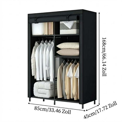 🧥 Armadio Guardaroba Aperto con Ripiani ✨ - Doppi Vani Appendiabiti | Ripiani Superiori | Organizzazione Verticale | Ideale per Camera da Letto e Spogliatoio | Nero/Grigio | 85/127/146 × 45 × 168 cm 🏠