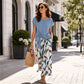 🌿✨ Completo Donna 2 Pezzi – Top con Fiocco Laterale & Pantaloni con Stampa Botanica 💐 – Tessuto Premium Traspirante, Taglia Regolabile, S–5XL (EU34-54) 🌸