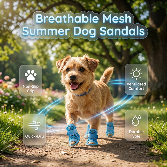 🐶Scarpe in Rete Traspirante per Cani – Suola Antiscivolo TPR | Chiusura Elastica | Leggere & Ammortizzate | 5 Taglie | Rosa & Blu ☀️✨