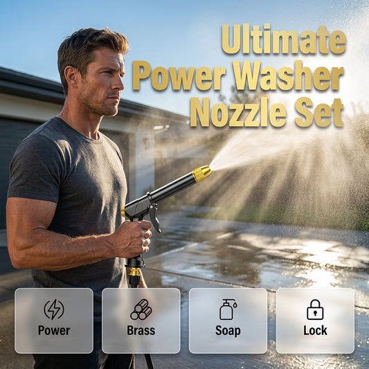 💦✨ Set Ugelli per Idropulitrice ad Alta Pressione – 5 Modalità Spray, Ottone Anti-Ruggine, Blocco Continuo Ergonomico – Auto, Giardino & Terrazzo 🏠🚗