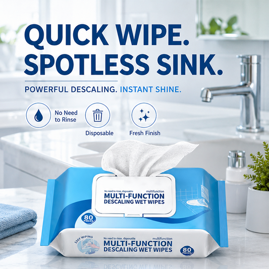 🧼 2+1 GRATIS – Salviette detergenti anticalcare per il bagno – Pulizia rapida e senza aloni ✨