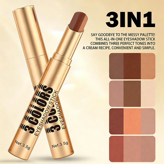 👁️ Ombretto Stick 3 in 1 Effetto Sfumato ✨ | Punta Curva per Applicazione in Un Solo Gesto | Formula Waterproof a Lunga Tenuta 💧 | 4 Tonalità Versatili