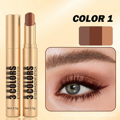 Ombretto Stick 3 in 1 Sfumato 👁️✨ | Tre Tonalità in un Solo Gesto per un Trucco Occhi Rapido | Punta Curva, Formula Cremosa Resistente all'Acqua