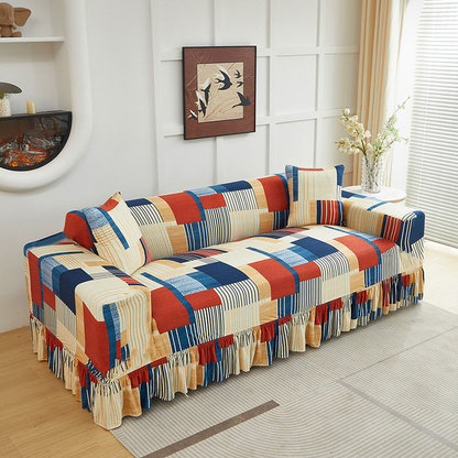 🛋️ Copridivano Elasticizzato con Balza Arricciata | Protegge da Macchie e Usura | Vestibilità per 1, 2, 3 o 4 Posti | Lavabile in Lavatrice ✨