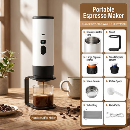 ☕Macchina per Caffè Espresso Portatile  | Display Digitale 📟 | Ricarica Type-C ⚡ | Perfetta per Viaggio e Campeggio 🏕️