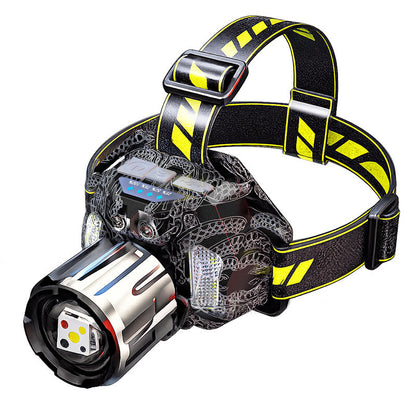 🔦 Frontal LED Ricaricabile a 5 Colori | Bianco, Giallo, Blu, Rosso e UV 🌈 | Sensore di Movimento: Accensione a un Gesto 👋 | Modalità Pesca, Antizanzare e Rilevamento UV 🎣