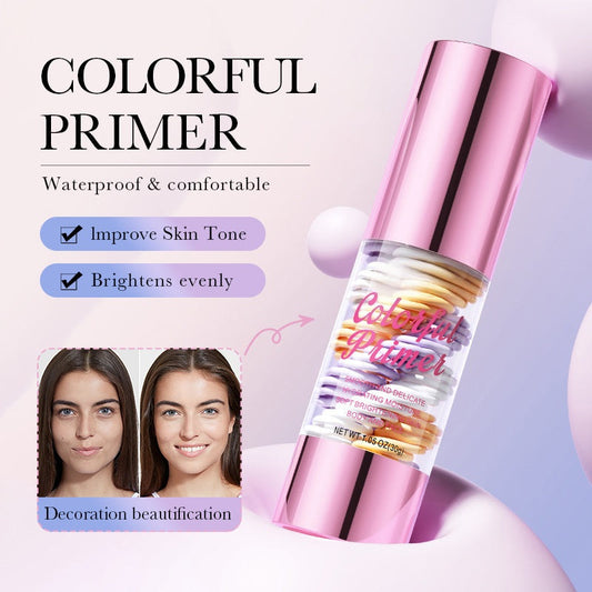 🌸 Primer Viso 3 in 1 Correttivo & Idratante ✨ | Base Trucco Tricolore a Spirale: Uniforma, Illumina e Minimizza i Pori 💧 | Texture Leggera Anti-Lucidità a Lunga Tenuta (30g) 🪞