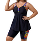 👙 Costume da Bagno Donna Tankini Due Pezzi – Top Fluente Controllo Pancia, Boy Shorts, Scollo V, Stampa Tropicale – Taglie Forti 1XL-6XL 🌴