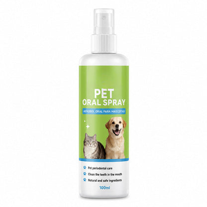 🐶 Spray Dentale per Cani e Gatti Alito Fresco 🐱 | Elimina Placca e Tartaro, Protegge le Gengive Senza Spazzolino 🌿 | Formula Naturale con Aloe e Menta Senza Alcool, 100ml ✨