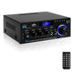 🎤🔊 Amplificatore Stereo Mini per Karaoke – Bluetooth | USB | SD | Radio FM | 2 Ingressi Microfono | EQ Bassi & Alti | Display LED & Telecomando | 12-240V, Spina EU/US | Ideale per Casa, Feste & Presentazioni 🎶✨