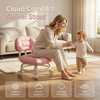 ✨ Sgabello Girevole con Schienale e Rotelle 🐾💺 - Imbottito Soffice | Silenzioso | Ideale per Casa, Ufficio & Bambini | 50% DI SCONTO
