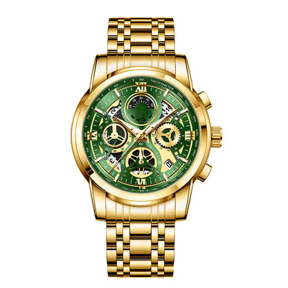 ⌚ Orologio al Quarzo Classico da Uomo | Movimento al Quarzo Affidabile ⚙️ | Cinturino Robusto, Stile Senza Tempo 🖤 | Cassa Argento, Oro o Nera 🎨 | Quadranti Verde, Blu o Nero ✨