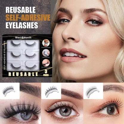 👁️ Ciglia Finte Autoadesive Riutilizzabili ✨🌸 - Senza Colla | Aspetto Naturale | 7 Stili | Fibre Sintetiche | 3 Paia | 50% DI SCONTO