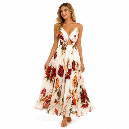 🌺 NUOVO ARRIVO 👗 Vestito Maxi Floreale da Donna – Spalline Sottili Regolabili, Silhouette Fluente & Eleganza Estiva ✨