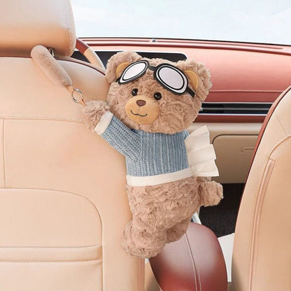 ❄️Offerta Estiva 50% Sconto!🧸Portafazzoletti Orso di Peluche per Auto – Simpatico Dispenser Appeso per Poggiatesta, Sedile & Interni