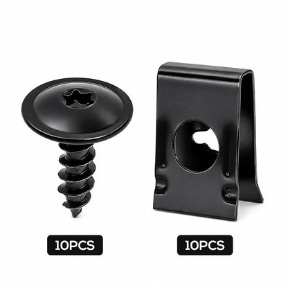 🔧 Set di Viti e Clip a U in Metallo per Auto | Fissaggio Robusto per Paraurti ⚙️ | Metallo Antiruggine e Antiurto 🛡️ | Compatibile con Viti M4/M5 🔩 | Kit da 10 a 100 Pezzi 📦