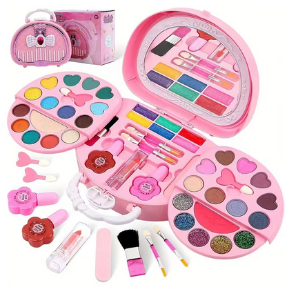💄✨ Kit Trucco Giocattolo Bambine con Borsetta Rosa Portatile – Formula Lavabile & Sicura, Palette Multi-Strato con Specchio, Idea Regalo 🎁👧