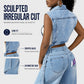 👖 Gilet Dress in Denim Senza Maniche con Spacco Alto ✨💎 - Patchwork Avant-Garde | Cotone Premium | Orlo Irregolare | 2 Colori | Taglie S-2XL | 50% DI SCONTO