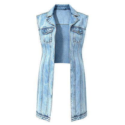 👖 Gilet Dress in Denim Senza Maniche con Spacco Alto ✨💎 - Patchwork Avant-Garde | Cotone Premium | Orlo Irregolare | 2 Colori | Taglie S-2XL | 50% DI SCONTO