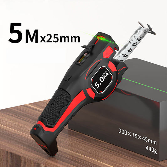 📏✨ Metro a Nastro 2-in-1 con Guida Laser Verde – 5m | Blocco Automatico | Livella a Bolla Integrata | Ricarica Type-C | Nastro in Acciaio al Carbonio | Ideale per Fai-da-Te, Edilizia & Ristrutturazioni 🔧🔋