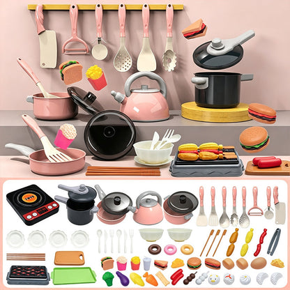 🏕️ Cucina Giocattolo a Tema Campeggio per Bambini | Pentola a Induzione Realistica con Suoni e Display 🔊 | Cibo Giocattolo Tagliabile 🔪 | ABS Sicuro e Levigato 🛡️ | da 28 a 108 Pezzi 🎁
